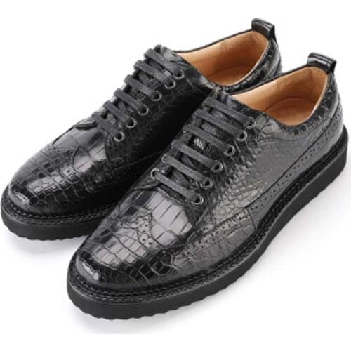 Hujingsha 2021 new crocodile Men shoes Men crocodile shoes crocodile leather wear-resisting Casual shoes male shoes