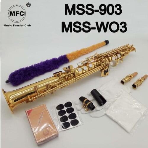 Music Fancier Club Soprano Saxophone MSS-903 MSS-WO3 Gold Lacquer With Case Sax Soprano Mouthpiece Ligature Reeds Neck