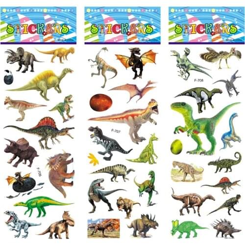 12 Sheets Different Dinosaur Sticker 3D Stickers Toys for Children Diary Notebook Decoration Gifts