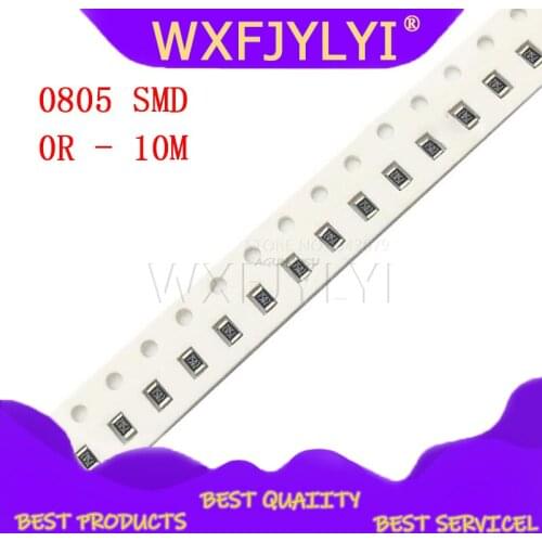 100Pcs 0805 SMD 1/4W resistor resistance 0R - 10M 1.8R 10R 100R 220R 330R 470R 560R 1K 10K 47K 100K 180K 0 10 100 330 470 ohm