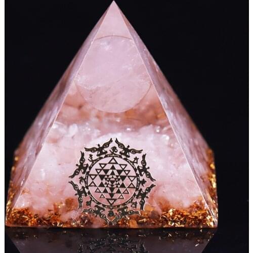 Rose Pink Quartz Crystals Sphere Orgone Pyramid Energy Generator For Emf Protection For Meditation Yoga And Chakra Healing