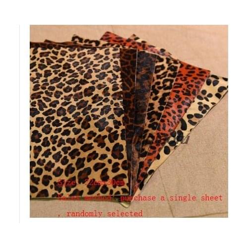 DIY handmade suede leather brown leopard tiger hair horse hair imported leather fabric