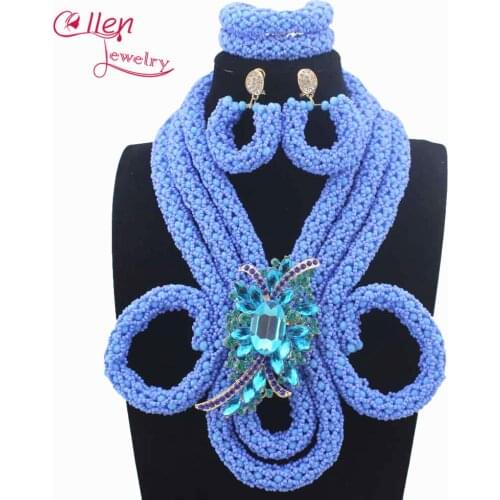 Fabulous Luxury African beads jewelry sets india flower beads nigerian beaded wedding bridal necklace dubai jewelry sets W14033