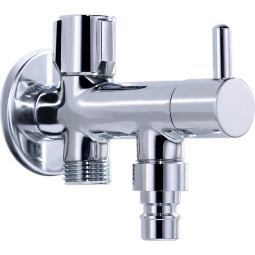 3-Way Angle Stop Valve Shut Off Quarter Turn Water Bathroom Kitchen Shower Washing Machine Plumbing G1/2 Copper Chrome Plating