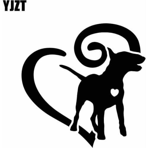 YJZT 15CM*15CM Bull Terrier Love Pet Animal Decoration Vinyl Car Sticker Black/Silver C2-3318