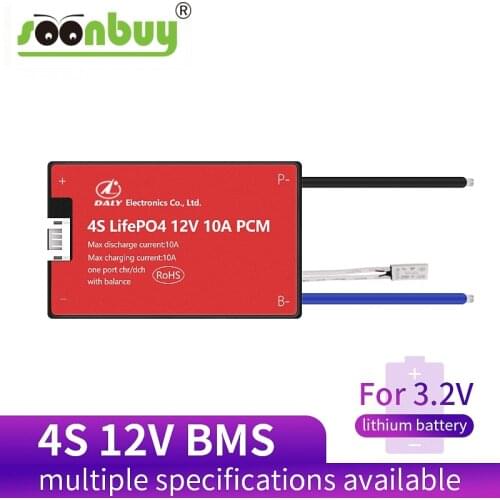 3.2V LiFepo4 battery 12V 4S 10A 18650 charger bms PCB BMS Protection Board with Balance 12.8V Lipo Cell temperature sensor bms