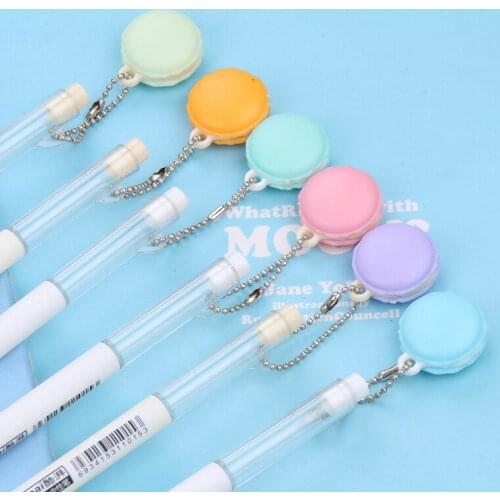 36 pcs/lot Creative Macaron Pendant Gel Pen Cute 0.5 mm black Ink Signature Pens Promotional Gift Office School Supplies