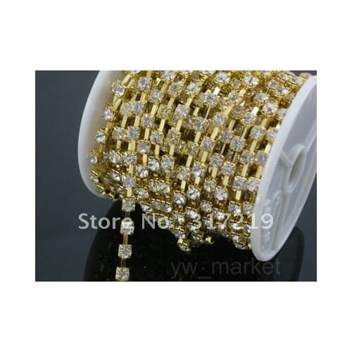 Free Shipping! SS24 10Yard Per Roll Crystal Rhinestone Cup Chain Crystal Color!2020 Rhinestone Chain