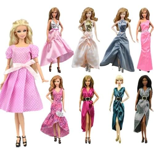 1 Set Barbies Dress Fashion Sleeveless Backless Long Sequin Slim Casual Party Fishtail Dress Clothes For Barbies Ken Doll Gift