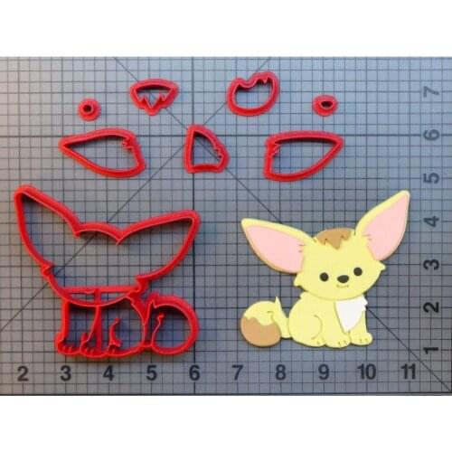 Cute animal heart fox face fondant mould Fennec fox on a log fox cookie cutter cookie stamp 3D printed cookie tools
