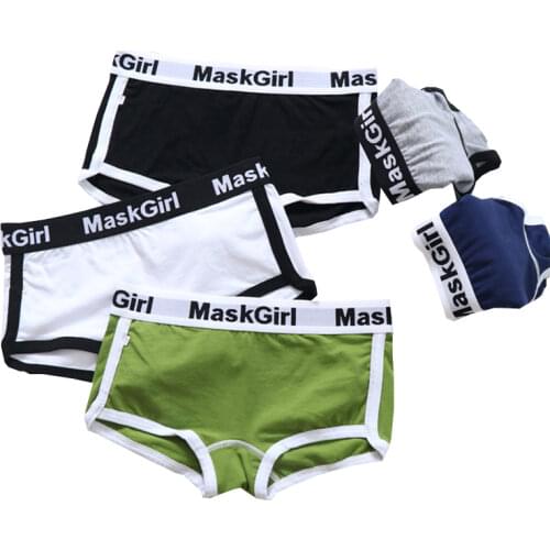 HaleyChan Cotton Letter Boyshort 3 Pack Boxer Briefs for Tomboy Trans Lesbian Transgender Womens Neutral Underwear Panties