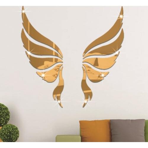 Jm124 Acrylic Crystal Three-Dimensional Decorative Sticker Angel Wings Acrylic Background Sticker Mirror Sticker