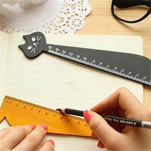 Creative Cartoon Cute Cat Kitten Straight School Supplies Stationery Wooden Ruler