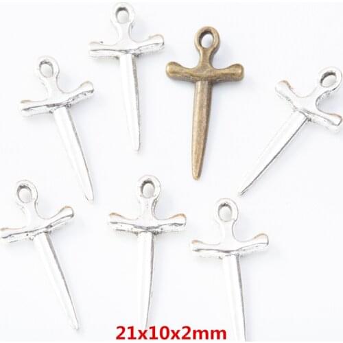 140 pieces of retro metal zinc alloy Cross sword Pendant for DIY handmade jewelry necklace making 8092