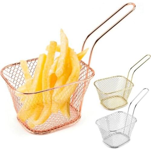 Mini Stainless Steel Chips Deep Fry Baskets Food Presentation Strainer Potato Cooking Tool Basket Colander Tool