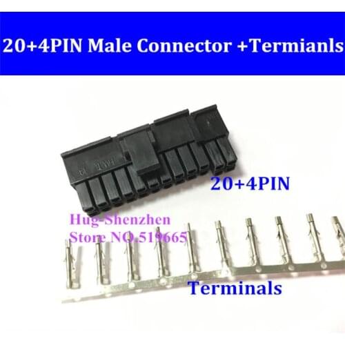 Molex 4.2 5557 24pin(20+4)Pin 24 pin 2*12PIN ATX PCI-e male Power Cable Connector housing shell Set+ female Terminal Crimp Pins