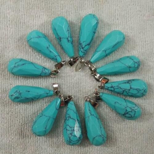 Wholesale 20pcs/lot good quality stone long water drop cut surface pendants charms for jewelry making free shipping