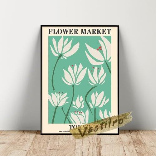 Flower Market Poster, Astrid Wilson Flower Wall Art, Tokyo Flower Leaf Market Prints Art, World Travel Plant Watercolour Picture