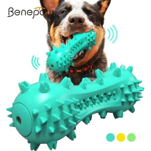 Benepaw Durable Teeth Cleaning Dog Toys For Aggressive Chewers Safe Rubber Chew Pet Toys Puppy Play Game Relieve Anxiety