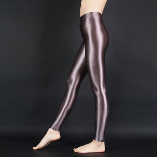 Sexy Women Stripe Shiny Pencil Pant Oil Glossy Candy Color HIgh Waist Smooth Pants Sexy Leggings Dance Wear Plus Size F35