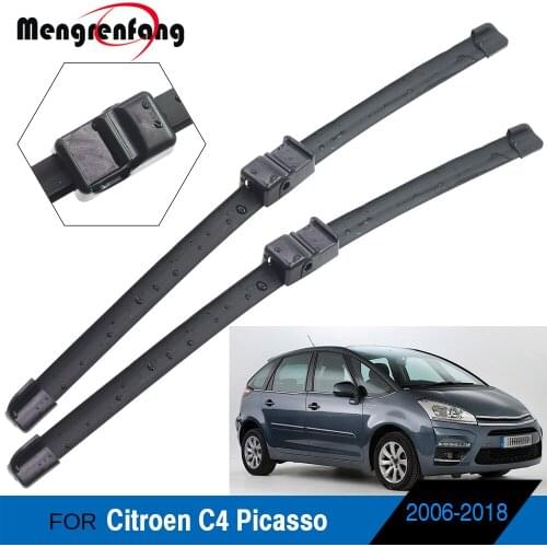 For Citroen C4 Picasso Car Front Windscreen Wiper Blades Frameless Rubber Wiper Side Pin & Push Button & Bayonet Arms 2006-2018