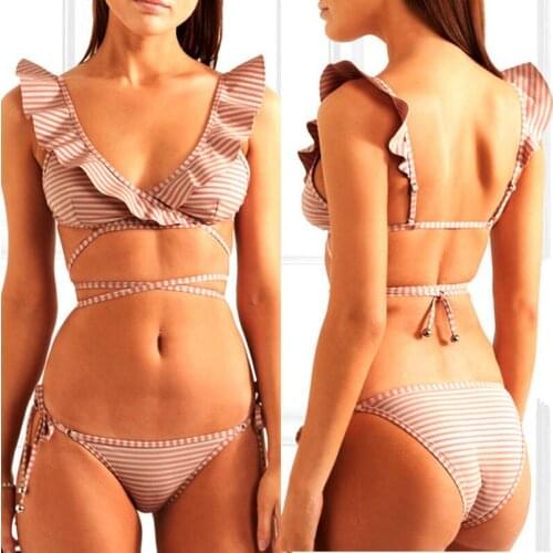New Summer Hot Sexy Striped Swimwear Women Bikini 2019 Set Bandage Push-Up Swimsuit Bathing Beachwear Bathing Swimming Costume