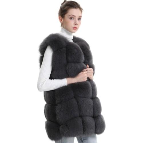 Women Real Fox Fur Vest Winter Thick Warm 100% Natural Fox Fur Waistcoat Sleeveless Jacket Lady Women Fashion Real Fox Fur Gilet