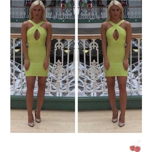 Nice Rayon Bandage Spaghetti Strap Dress Above Knee Sexy Bodycon Women Dress Evening Party Dress