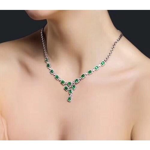 Natural Green Emerald Anniversary Pendant Necklace Women 925 Sterling Silver Gemstone Necklace Pendant for Girl hot selling gift