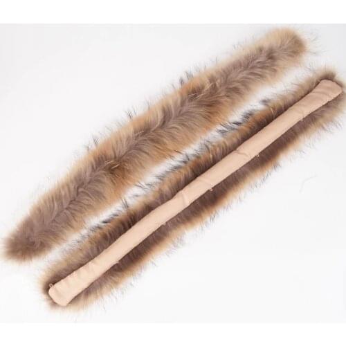 70cmX12cm Winter Real Natural raccoon fur hood collar ,High-quality Raccoon fur fashion Coat collar cap collar