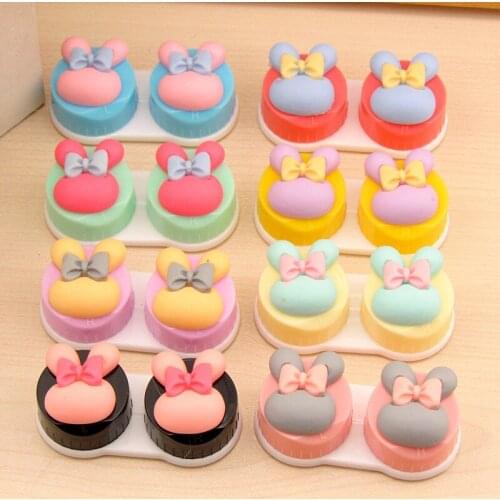 20set/lot New cute bow Rabbit contact lenses storage box / companion box / Cartoon eyeglasses box / lens care /pencil case