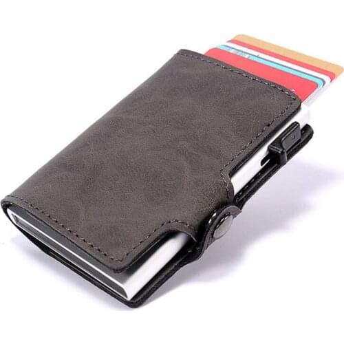 BiPtyDam New Aluminum Women Men Card Wallet Slim Mini Rfid Blocking Wallets Slide Out Business Card Holder Porte Carte Credito