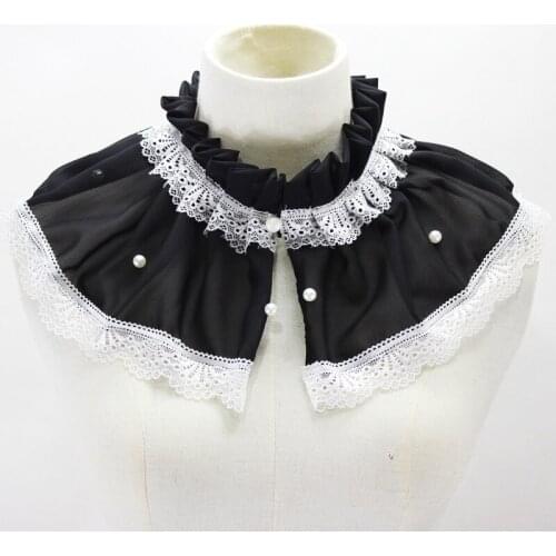Beads accessories cotton fake Bow tie lace shawl embroidery detachable Wrap Cloak Chiffon Beaded Shawl False Collar Lace Decor