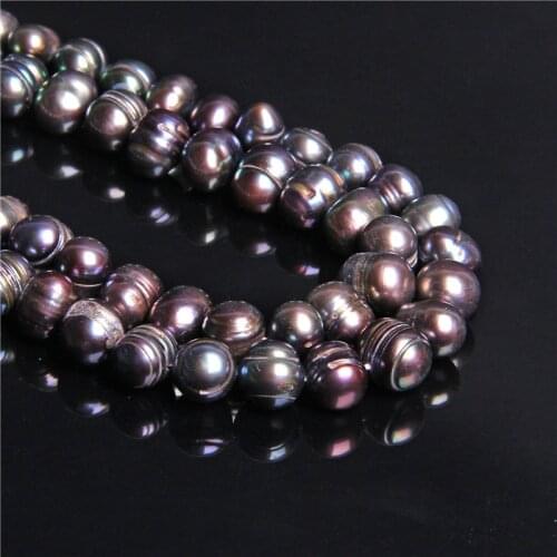8-9mm Natural round black pearl beads raw real round potato freshwater pearl beads for jewelry making bracelet women Elegant diy