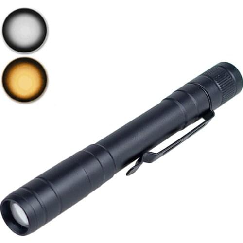 Pocket Mini LED Pen Flashlight 2-in-1 White Yellow Light Penlight Portable Doctor Nurse Detect Torch For Emergency Lighting
