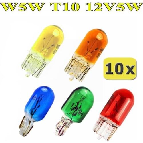 1pcs T10 About 24mm Halogen Bulb W5w White,blue Red Amber Lamp Instrument Light 3w New Color Source Side Green Car Wedges U6a7