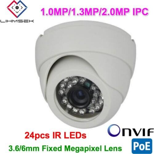 Lihmsek Camera IP 720P Indoor CCTV Security Surveillance IP Camera 1.0MP Onvif POE Network Camera Support POE, Onvif, P2P