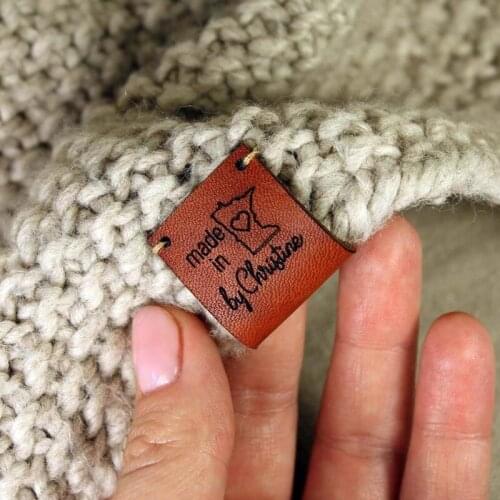 Leather labels for knitted items, personalized labels for handmade products, product tags, custom clothing labels