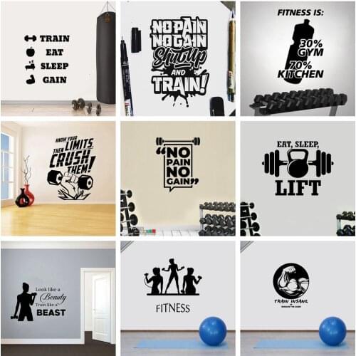 Creative GYM Art Vinyl Wall Sticker Waterproof Wall Decals For Gym Decoration Accessories Murals Sticker Wallpaper Decor