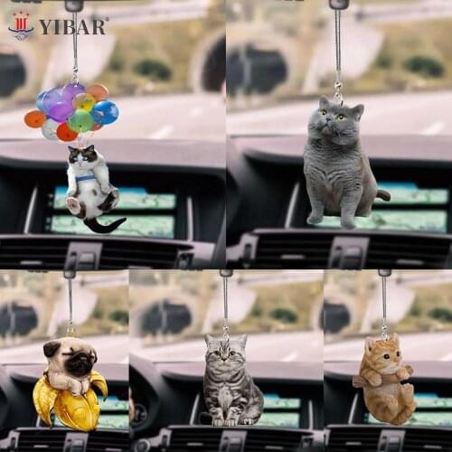 Creative Cute Cat Dog Car Hanging Ornament With Colorful Balloon Car Hanging Ornament Car Interior Decor Pendant Accessories