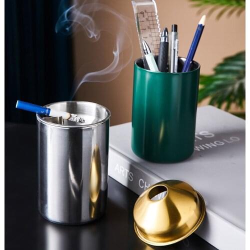 Round Shape AshTray Modern Stainless Steel High Temperature Resistant Ashtray Home decor Desktop Ash Holder Smoking Accessories