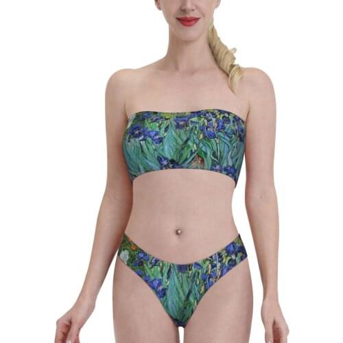 Monet Painting swimming suit for Women young Girls Van Gogh Bandeaukini 2021 Swimming Suit Bikinis