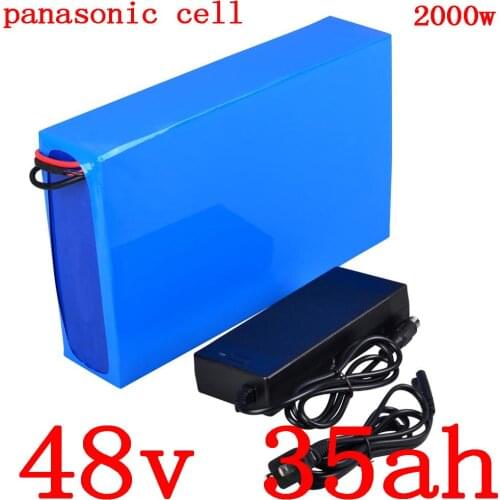 1000W 2000W 48V Li-ion battery pack 48V 35AH scooter battery 48V Lithium ebike battery use panasonic cell 50A BMS+5A charger