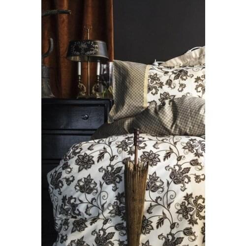 Lydia - Turkish cotton bedding set bedding set home set duvet cover patterned color and mustard, blue, copper color bedset