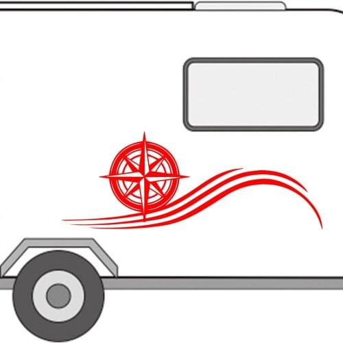 Fashion Wave and Rose of the Winds Vinyl Sticker For caravan Decor RV Car Stickers And Auto Decal
