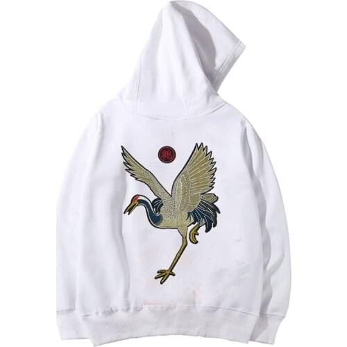 Japanese Cranes Pullover Hoodies Men cotton hoodie Hip Hop Male Casual print Hooded Sweatshirts Streetwear drop shipping