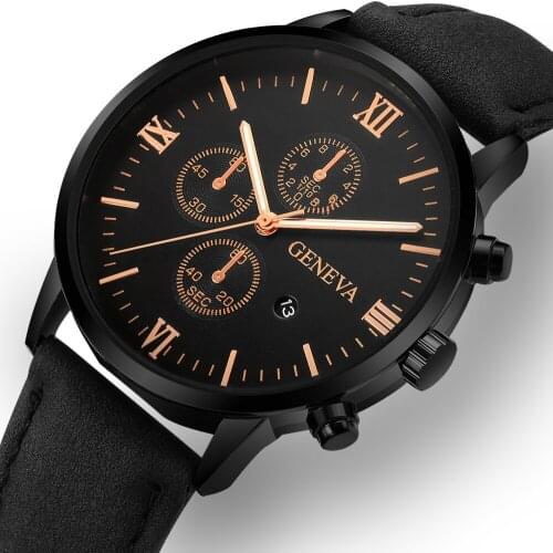 Geneva Men Watches Leather Band Analog Quartz Watches Men Sports Watches Reloj Hombre erkek kol saati Relogio Masculino