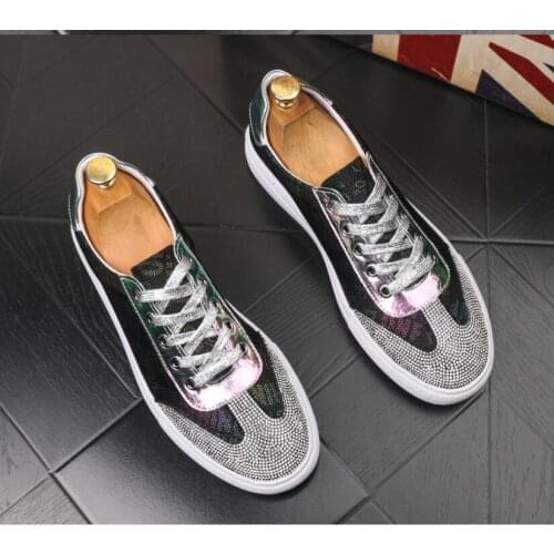 Men luxury rhinestone metal plate platform high tops Casual Flats Shoes Man Rock punk Loafers board Sneakers zapatos hombre DA21