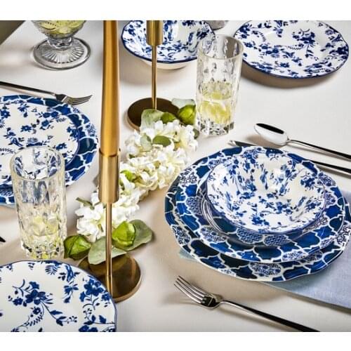 Durable Design 6 Persons 24 PCS Deep Blue Stoneware Turkish Made Dinnerware Set