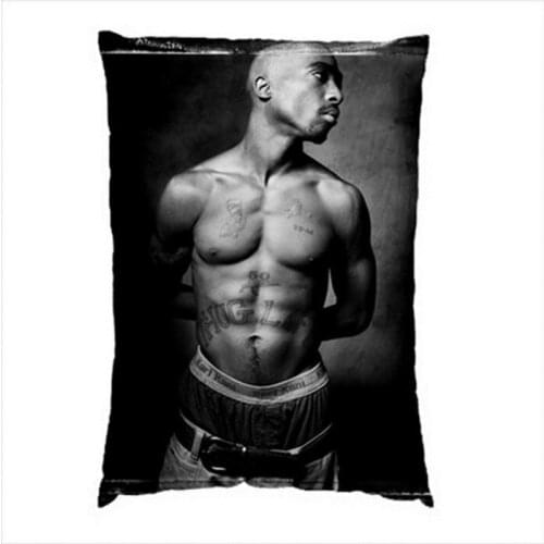 New Black Tupac Shakur Pillowcase Hip Hop Tupac Shakur Pillow Case Cover Rectangle Pillowcover Standard Size 20*30inch Cool Gift